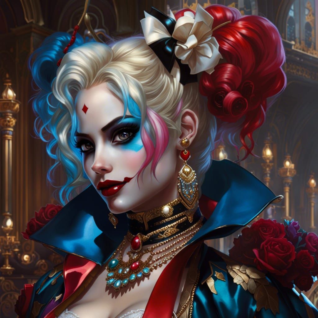 Rococo Harley Quinn Portrait in 8K