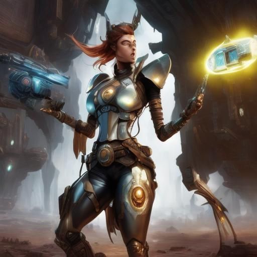 Futuristic Cowgirl in Sci-Fi Cantina