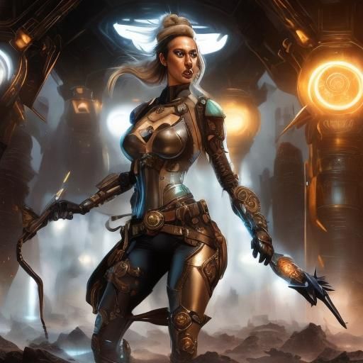 Futuristic Cowgirl in Sci-Fi Cantina