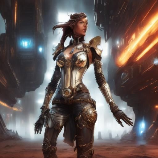 Futuristic Cowgirl in Sci-Fi Cantina