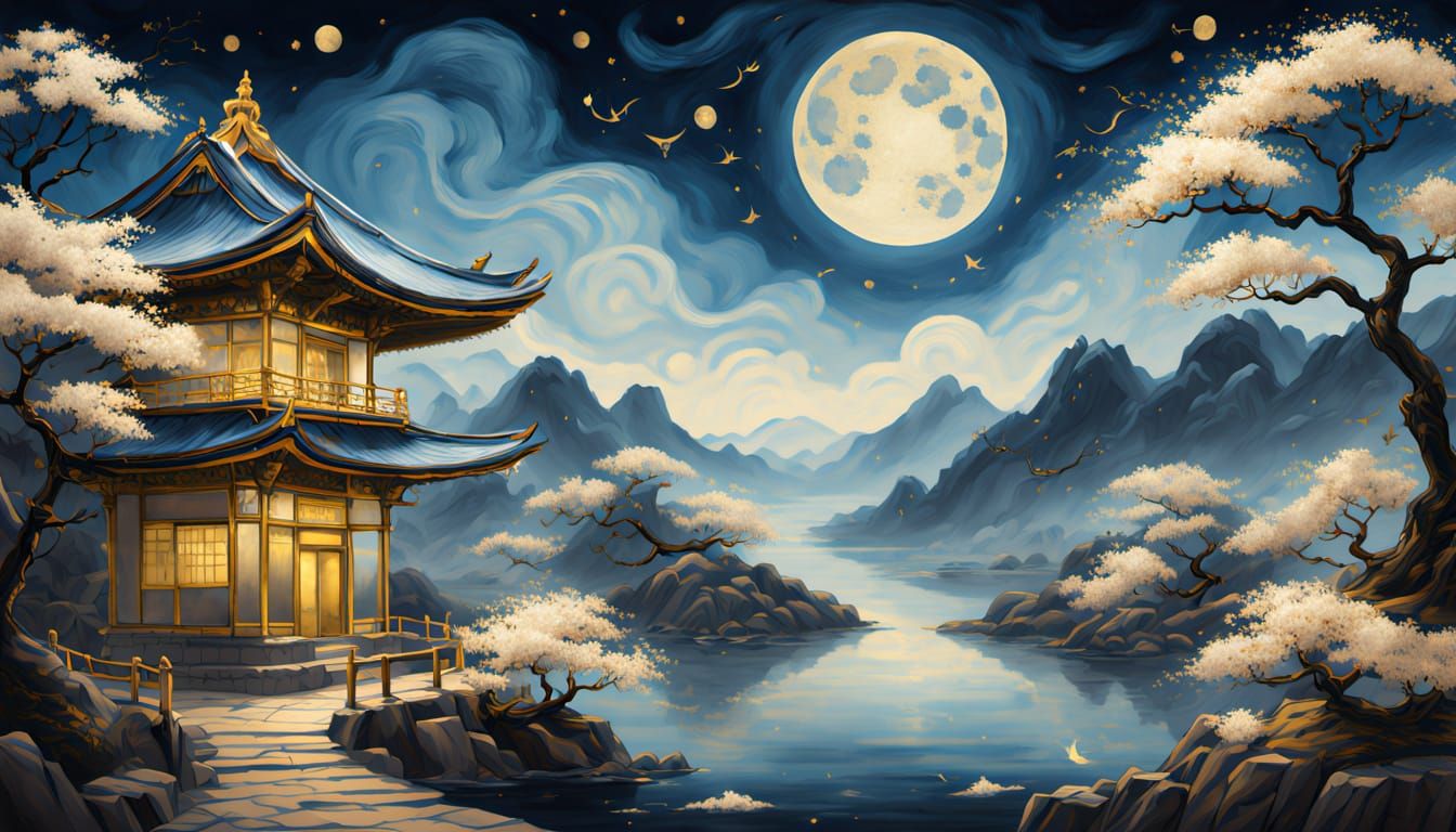 Dreamy Futuristic Mansion in Oil Painted Whimsy