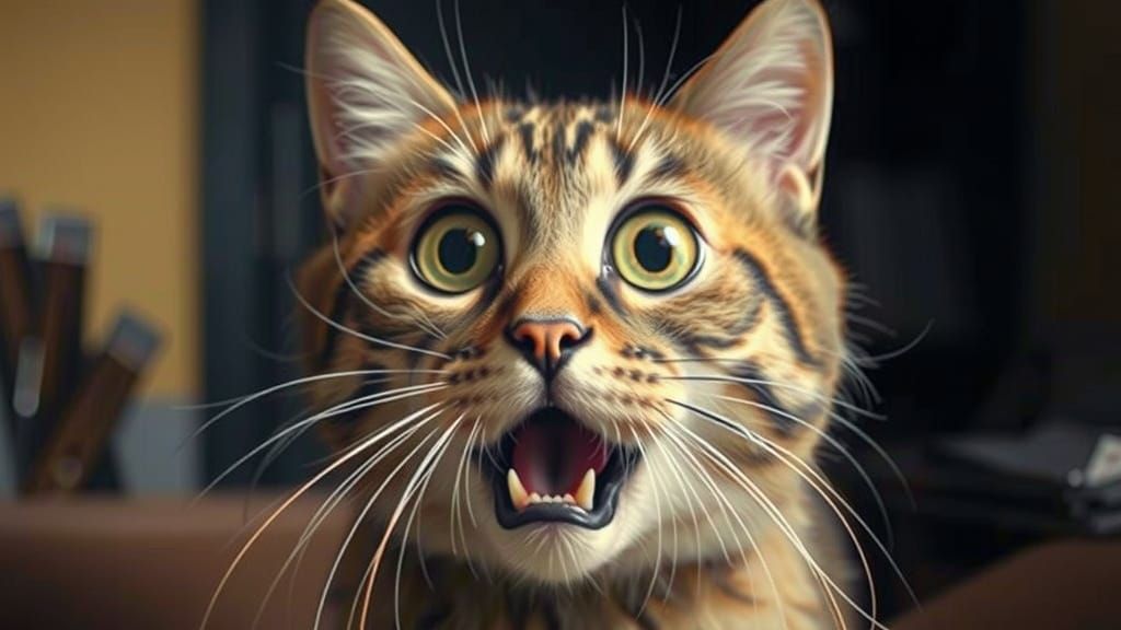 Surprised Cat Peeking From Cardboard Box