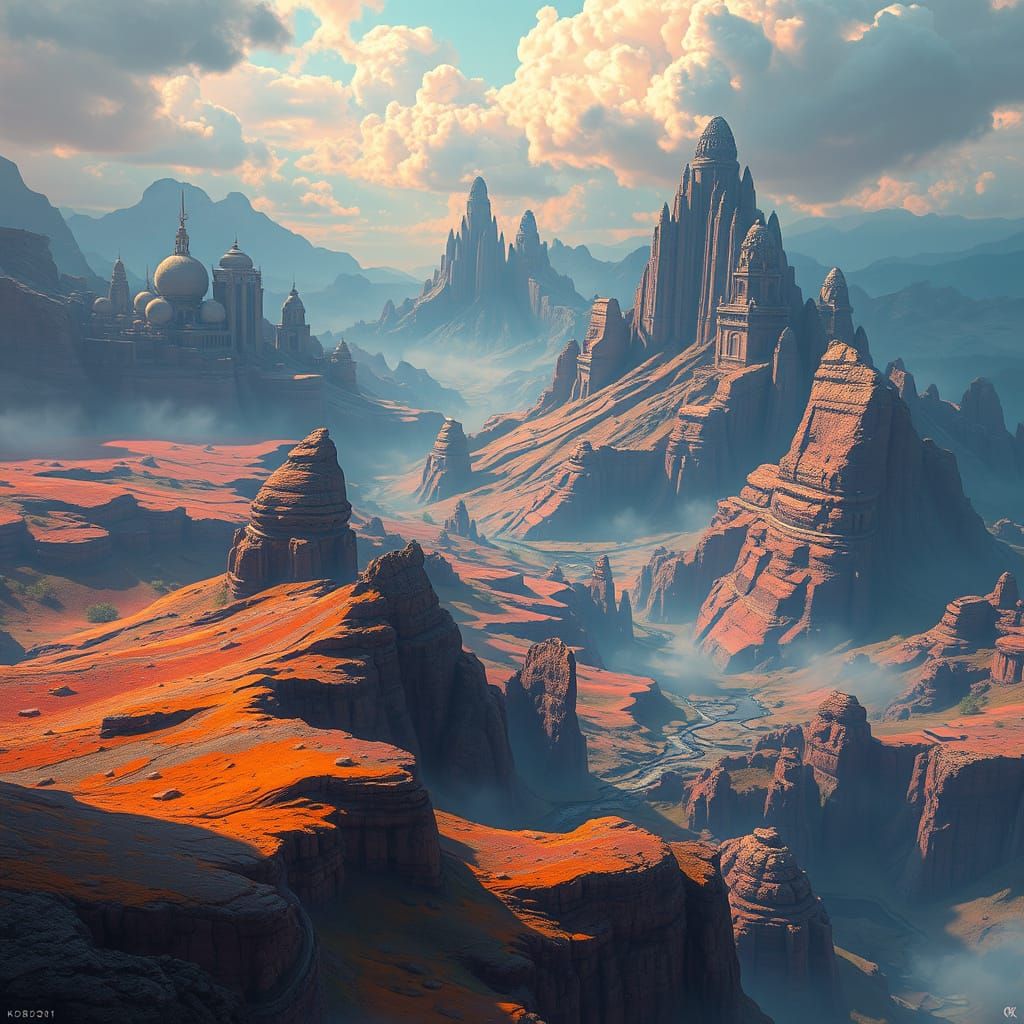 Ethereal KOSH Landscape in Cyberpunk Style