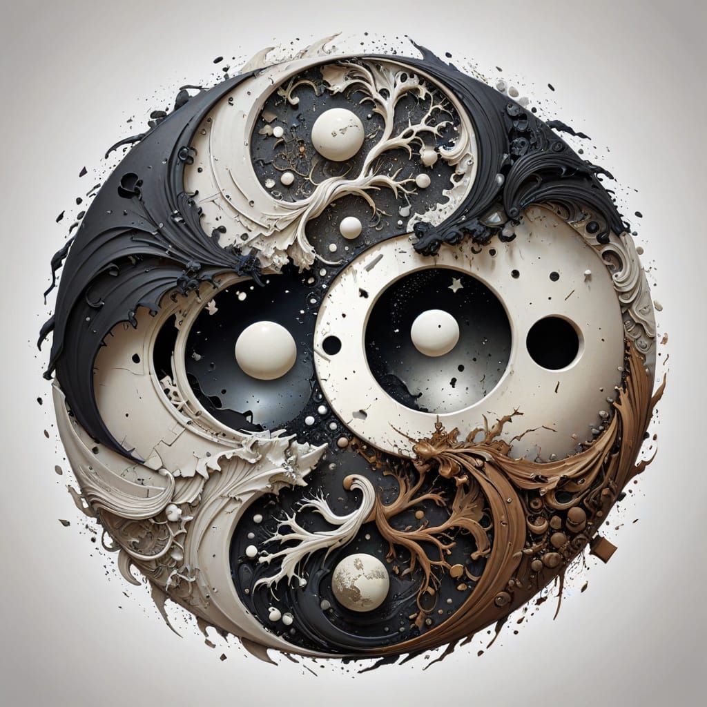 Detailed Yin-Yang Symbol of a Broken Dream