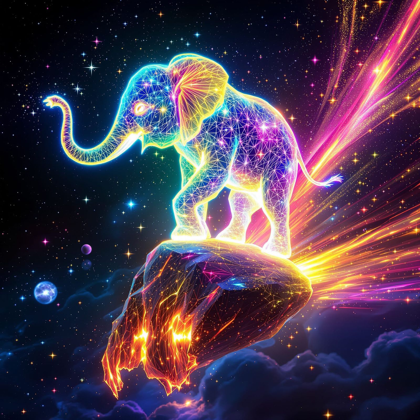 Ethereal Elephant of Laser Light in Deep Space