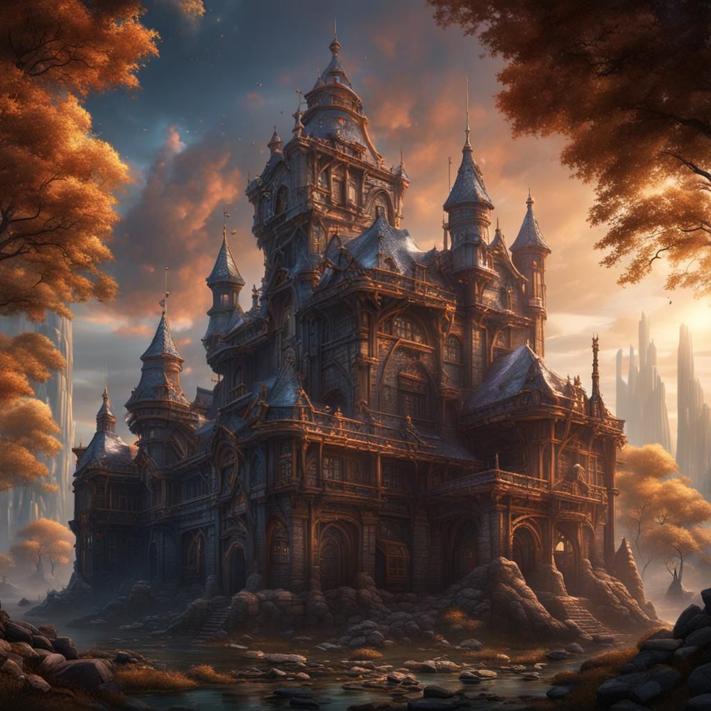 Fantastical Building in Detailed Matte Painting
