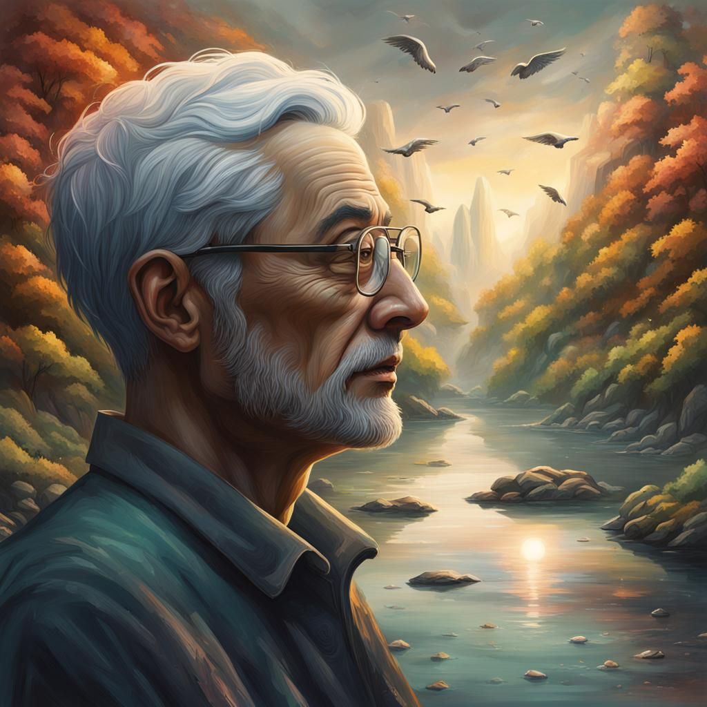 Zen Encounter: Man Meets Angelic Alien in Forest