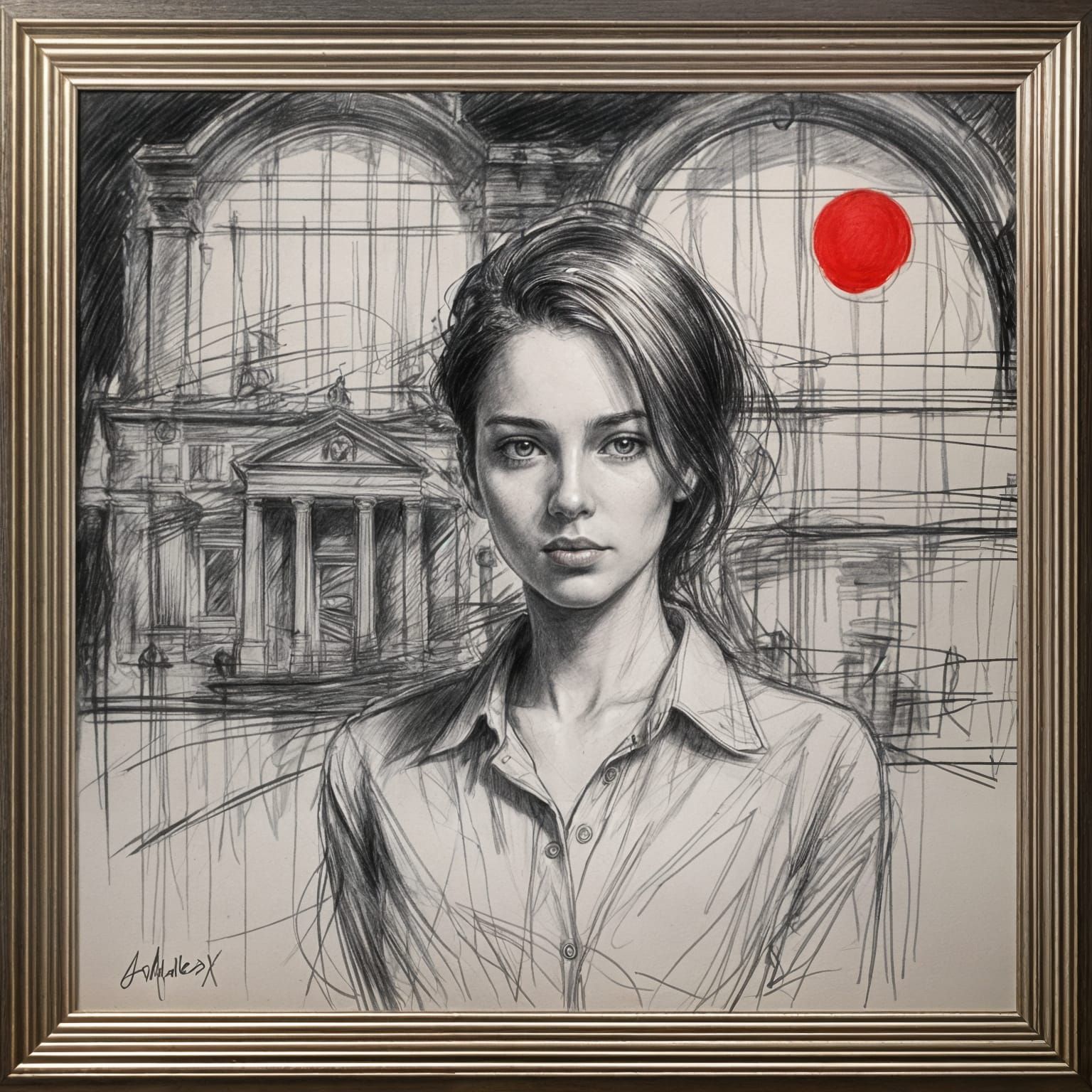 Pencil Sketch Portrait of a Young Woman