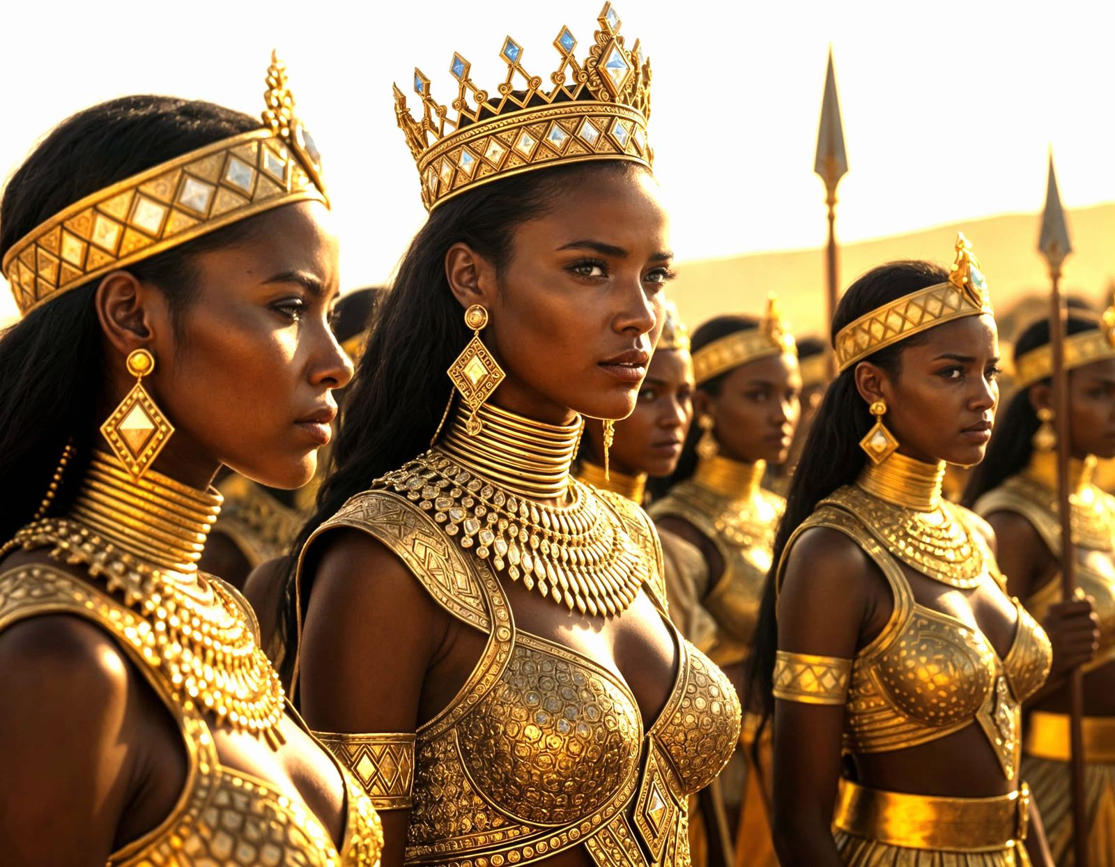 Ethiopian Queen and Warriors in Epic Cinematic Digital Paint...