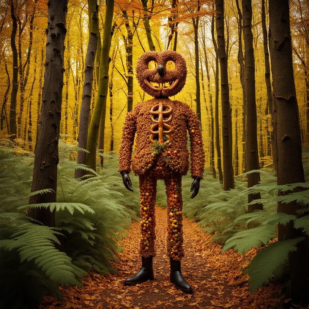 Pretzel Man in Forest: Graphic Novel Illustration