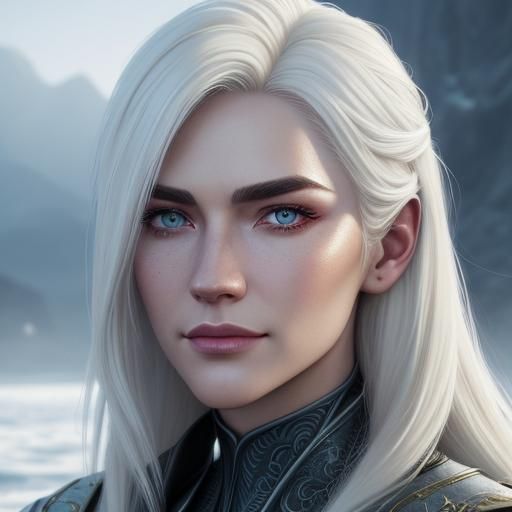 Smiling Blonde Man with Blue Eyes in Digital Portrait