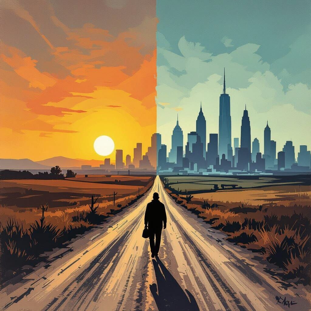 Rural Migration to Vibrant Cityscape