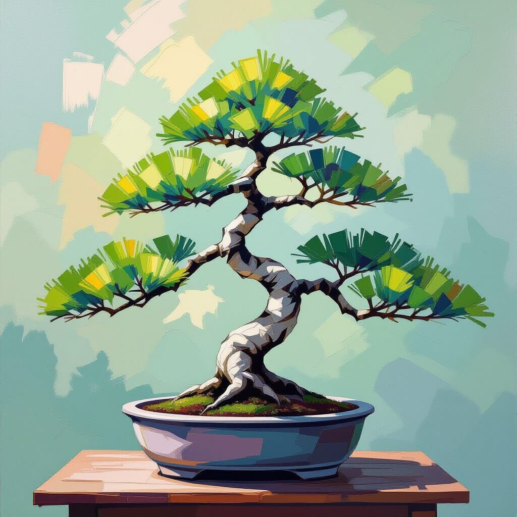 Bonsai Tree in Neo-Impressionistic Style