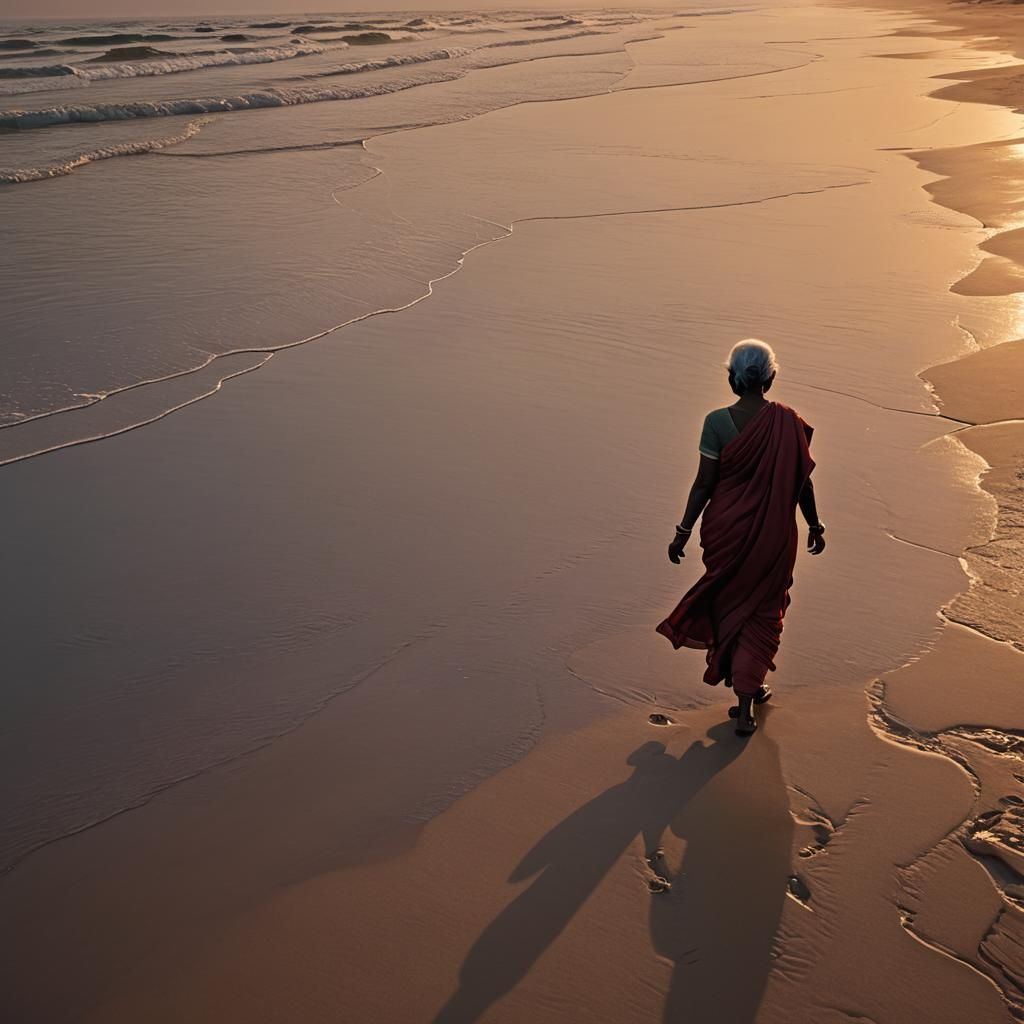 Peaceful Sunset Walk on Odisha Beach