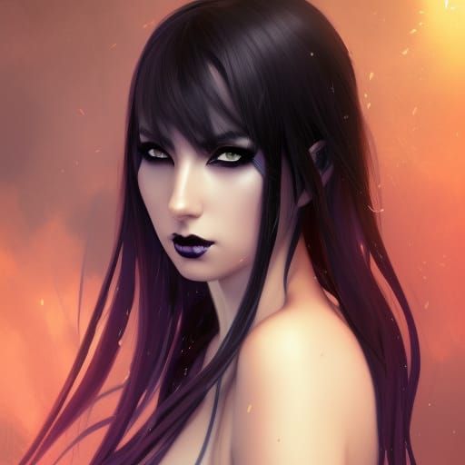 Gothic Anime Portrait in Art Nouveau Style