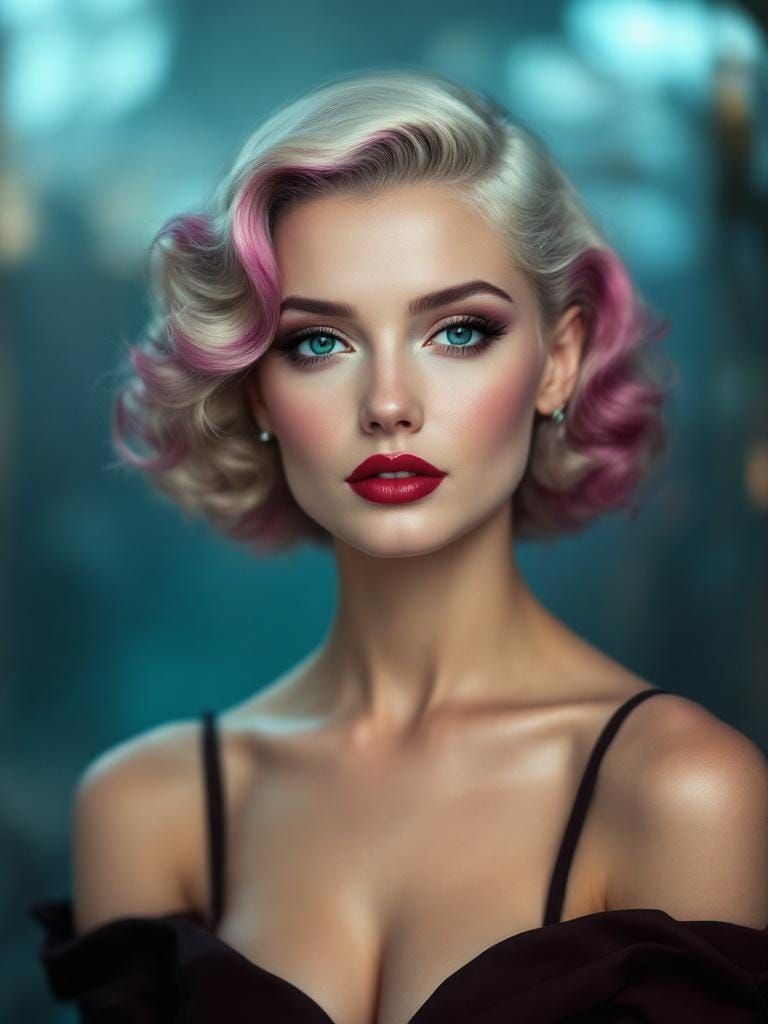 1950s Pin-Up with Cooling Filter, Mucha and Waterhouse Style