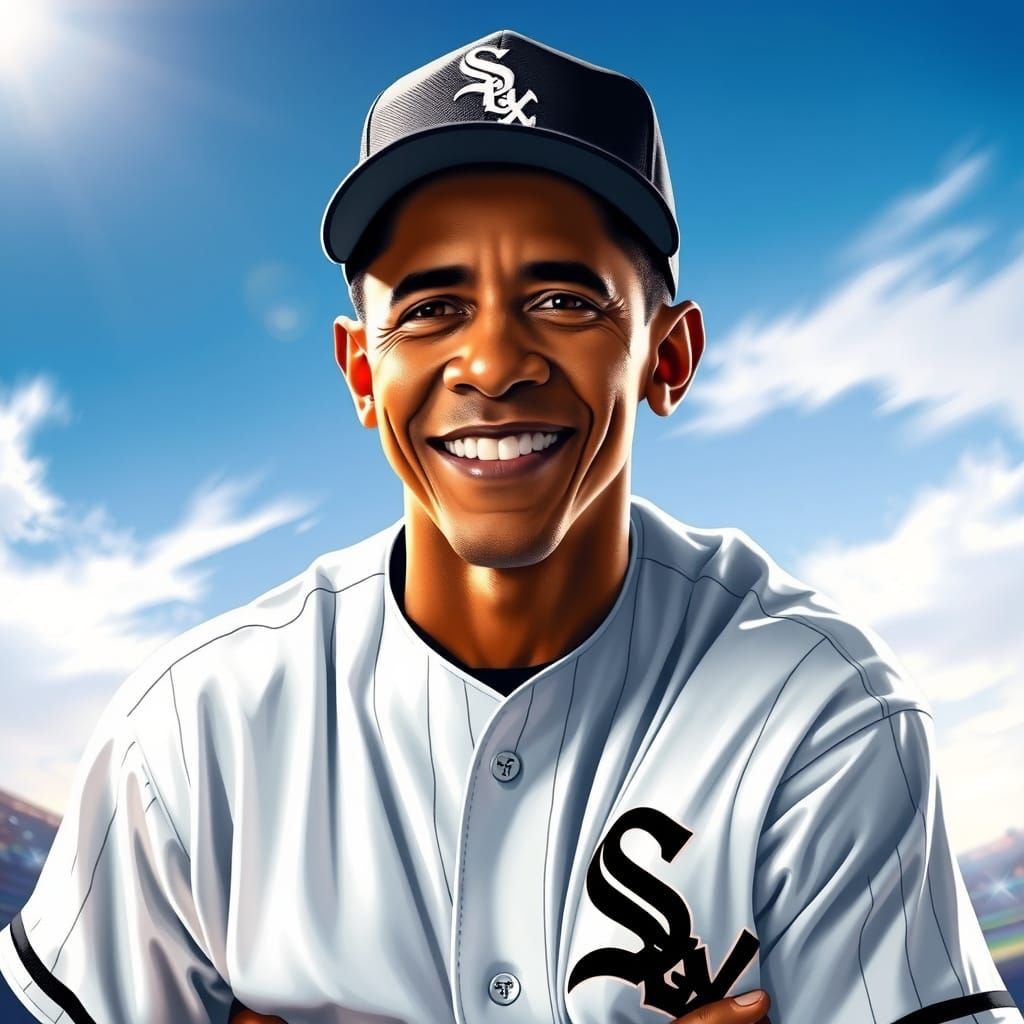 Hyperrealistic Barack Obama Stepping Up to the Plate in Whit...