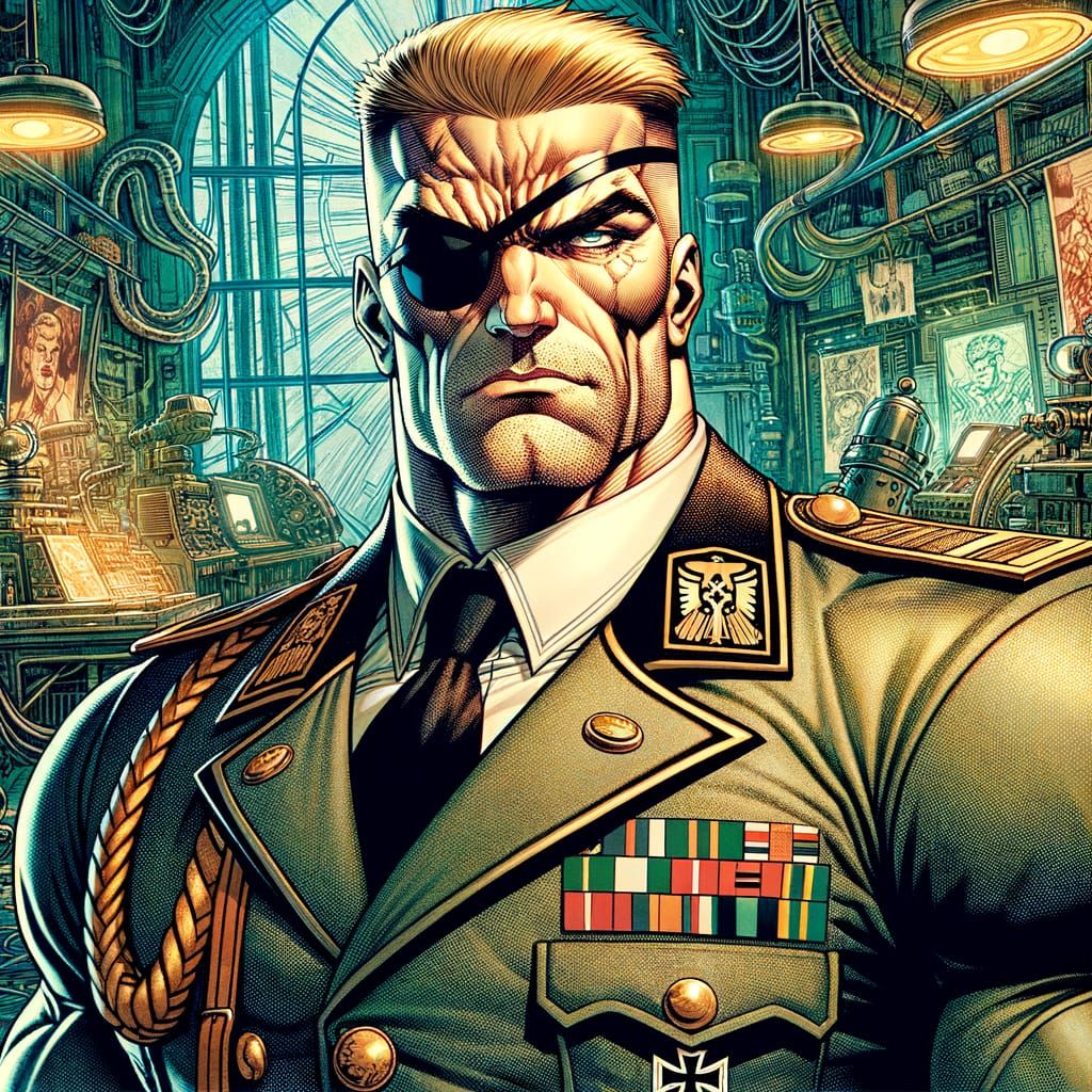 Rugged Mad Scientist in Vintage Comic Book Style