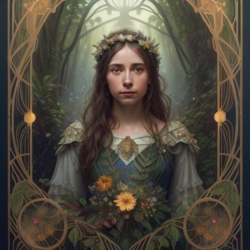 Faerie Portrait in Art Nouveau Style