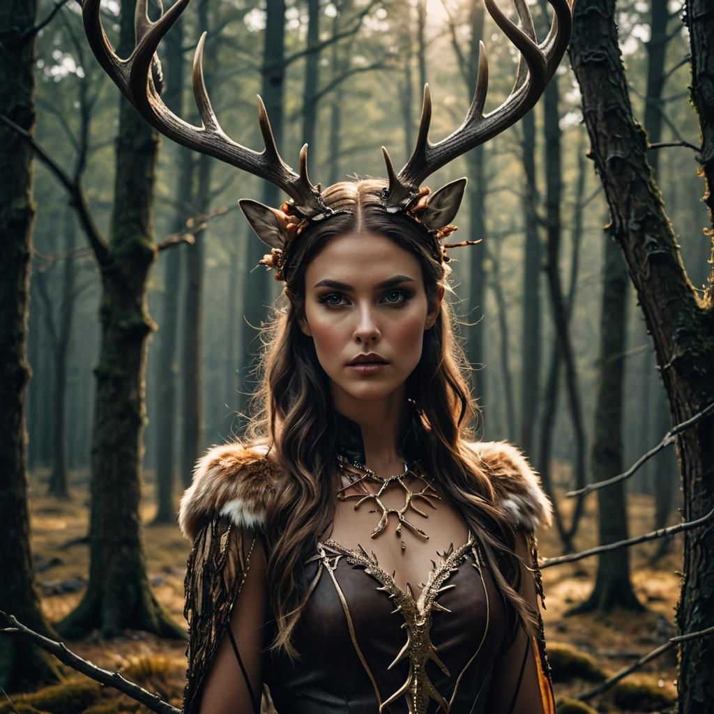 Antlered Model: Cinematic Fashion Portrait