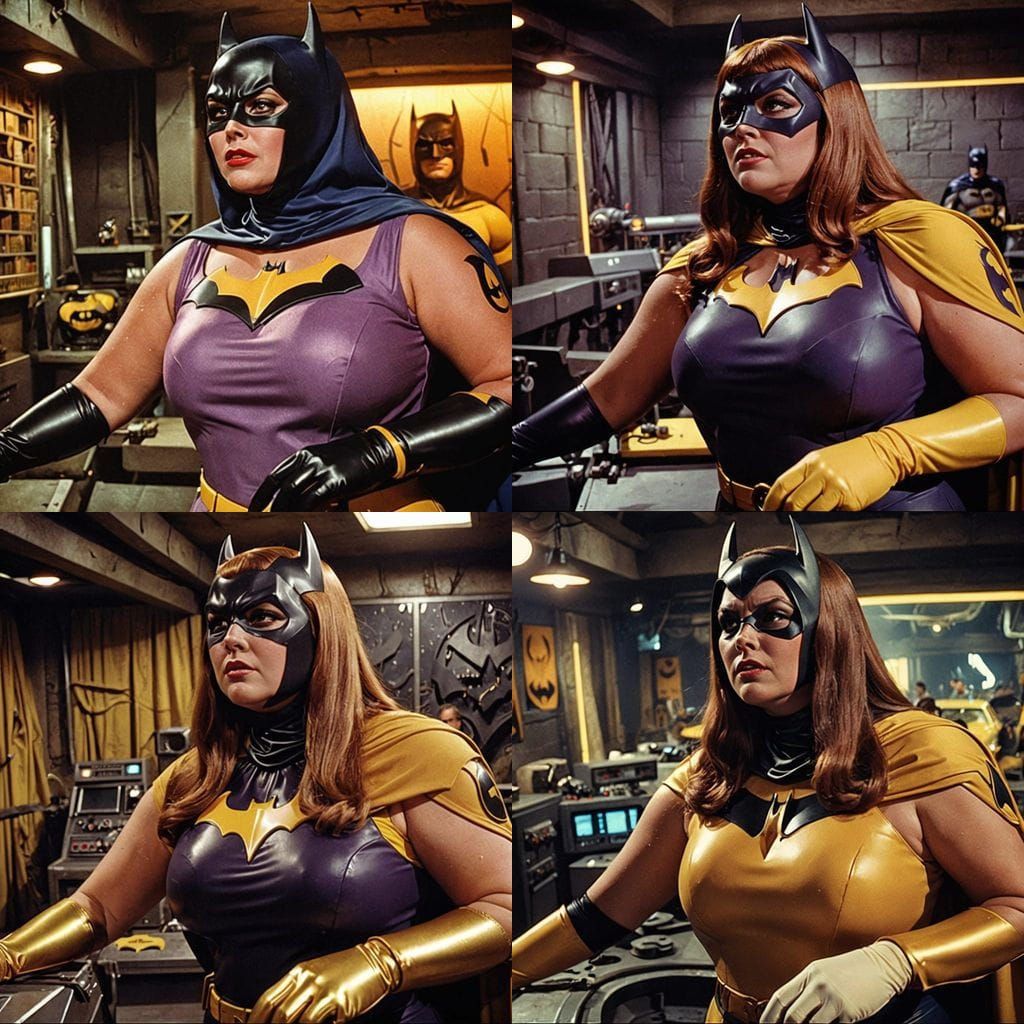 Batgirl in 1966 Batcave: Cinematic Film Still
