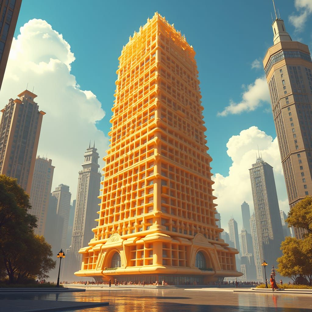 Waffle Skyscraper in Futuristic Architectural Style