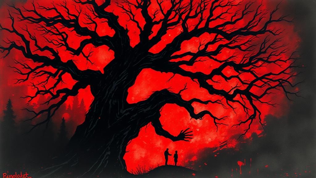 Monochromatic Banshee Portrait in Red and Black