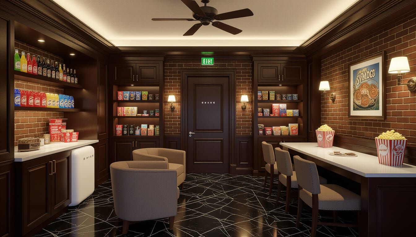 Victorian Movie Theater Room with Secret Door