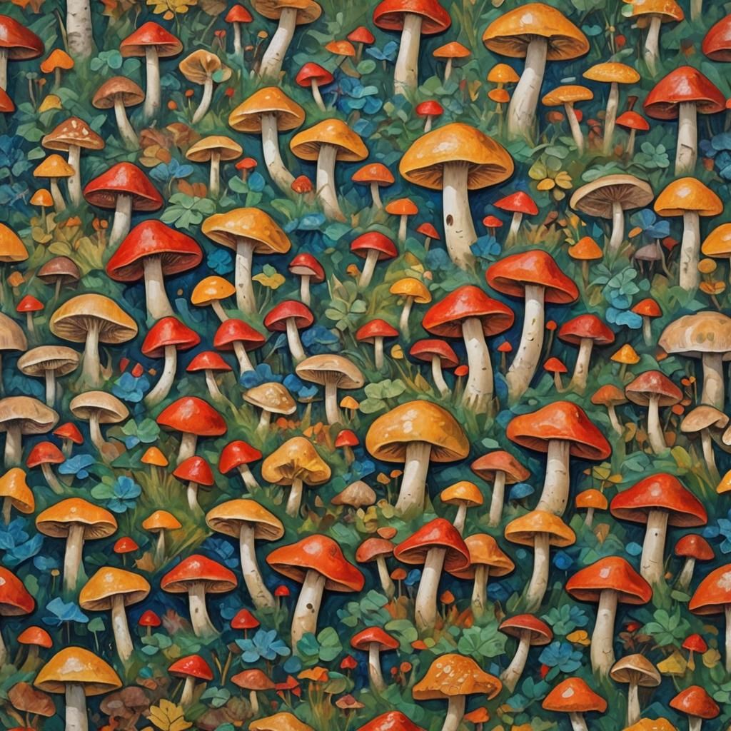 Mao Tse Tung's Mushroom Trip: Neo-Impressionist Painting