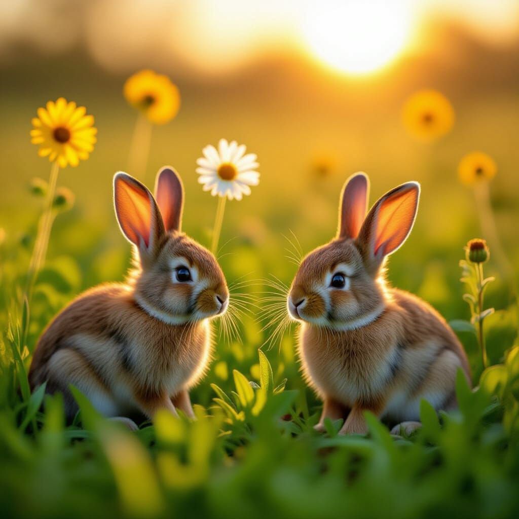 Rabbit and Vegetables in Golden Sunlight