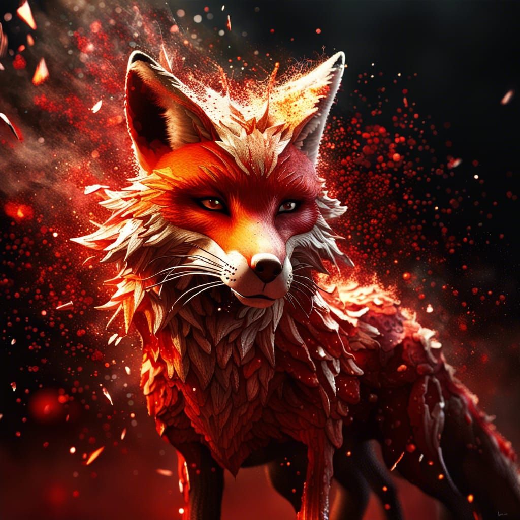Epic Fox Warrior Disintegrates into Red Energy