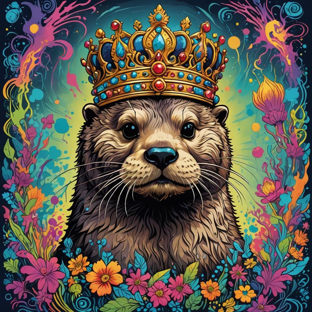 Psychedelic Sea Otter King Graffiti Art