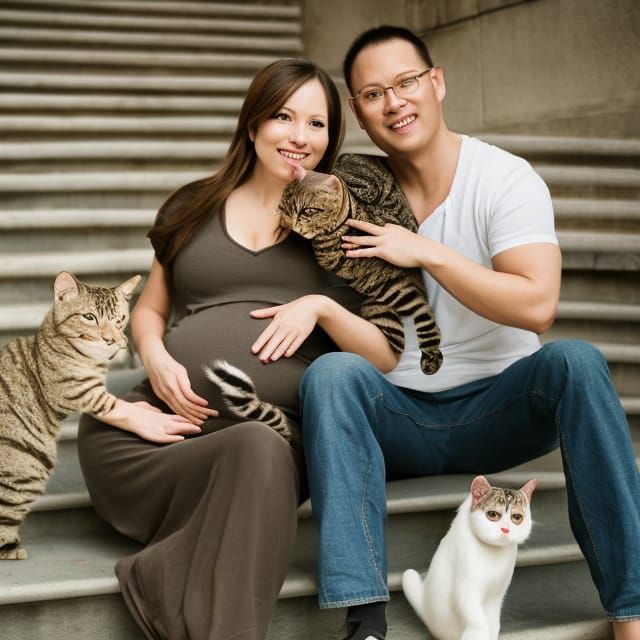 Pregnant Woman and Husband: High-Resolution Studio Photo