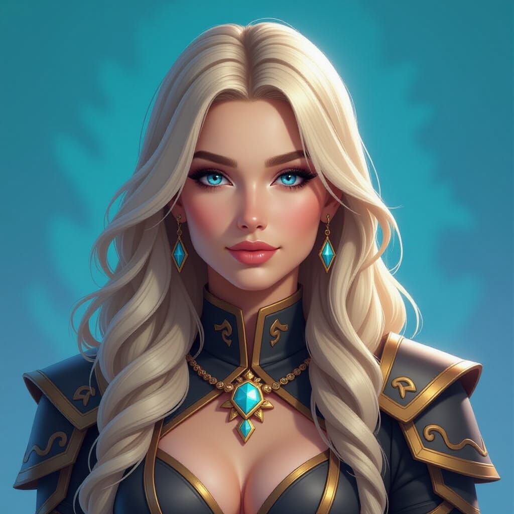 Blonde Warrior Woman in Fortnite Style Concept Art