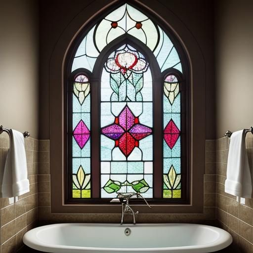 Stained Glass Light in an Older Bathroom