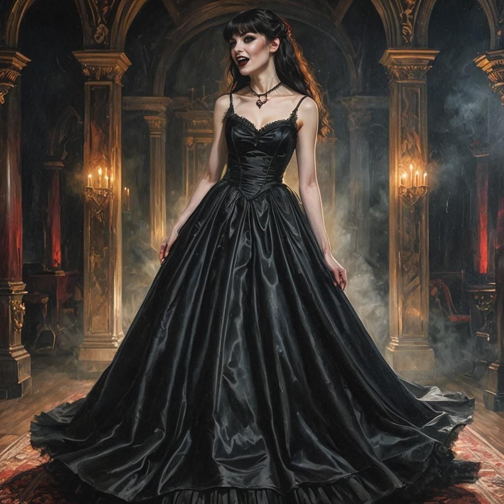 Vampire Woman in Victorian Dress, 3D Anime Art