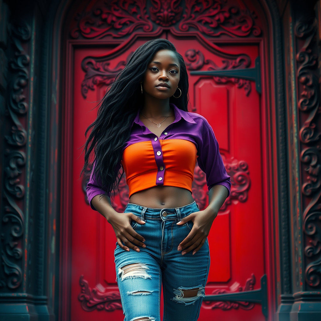 Woman Before Mystical Doorway: Digital Matte Painting