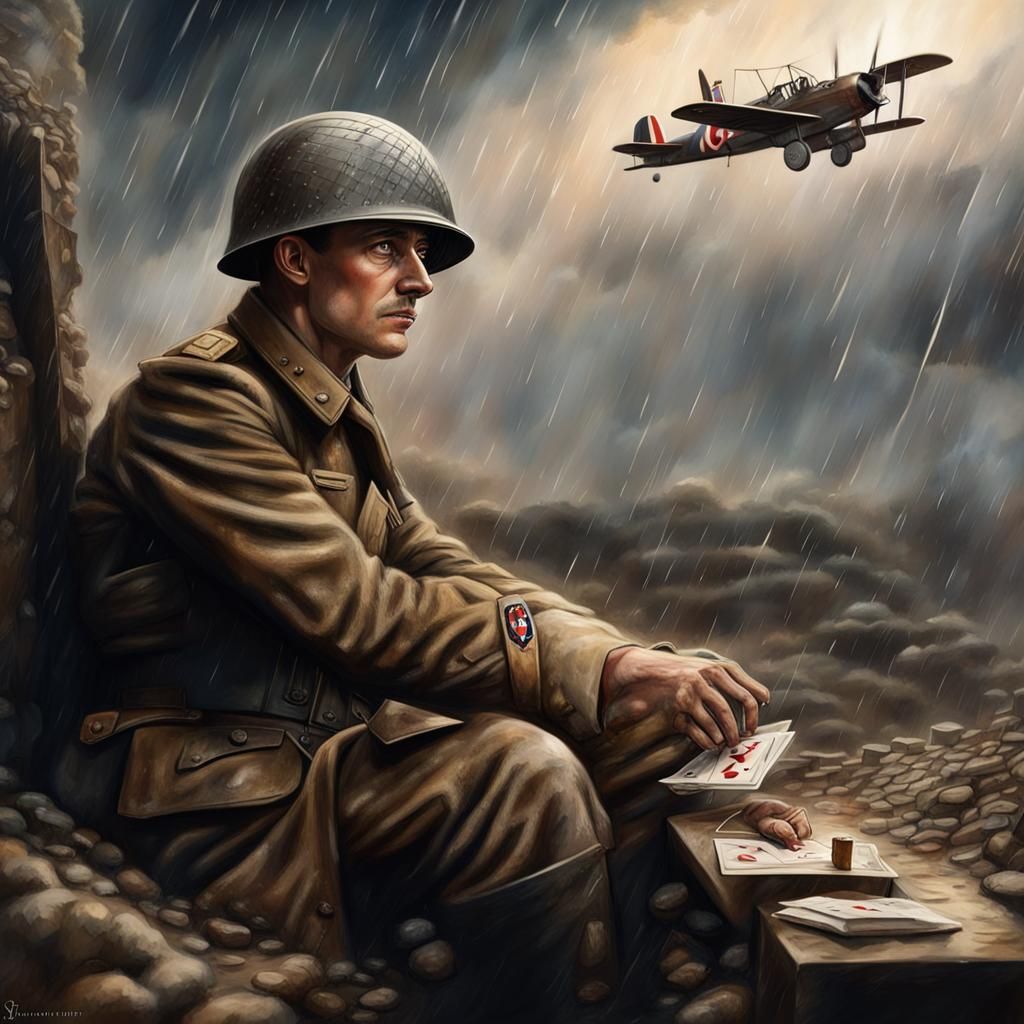 WW1 Soldier's Rainy Day Solitaire Game