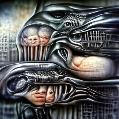 Biomechanical Landscape in H.R. Giger Style