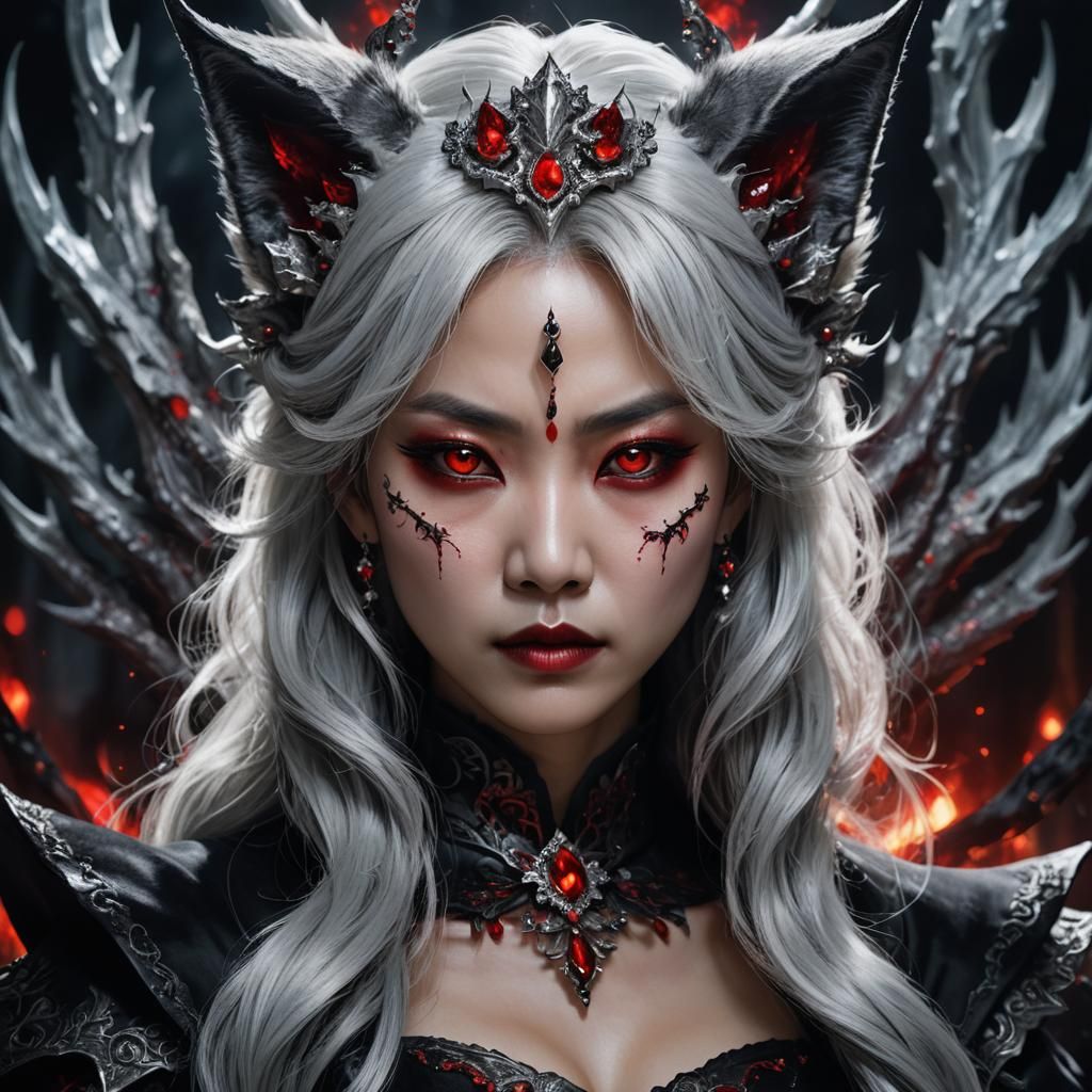 Korean Vampire Queen in Dark Fantasy Portrait