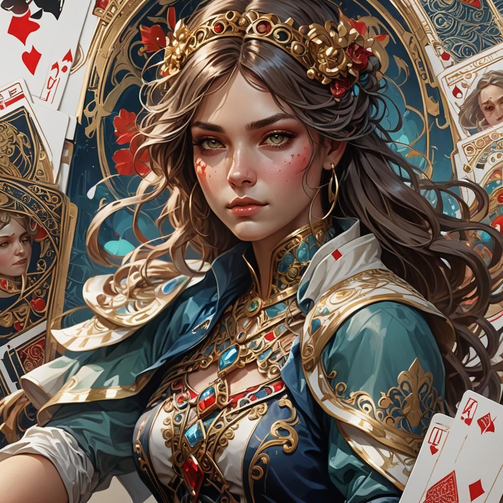 Deck of Cards Shirt Portrait in Detailed Digital Art