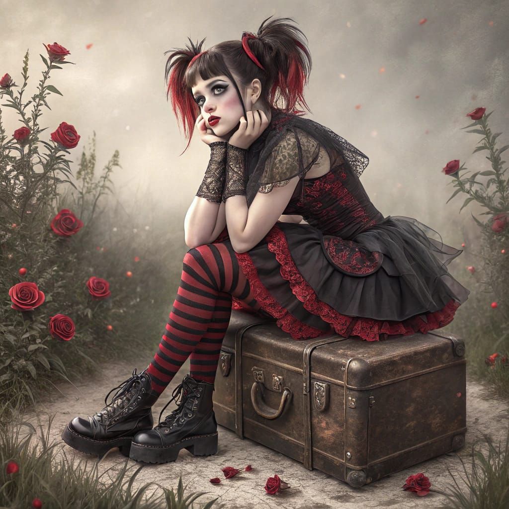 Gothic Whimsy: A Mystical Young Woman