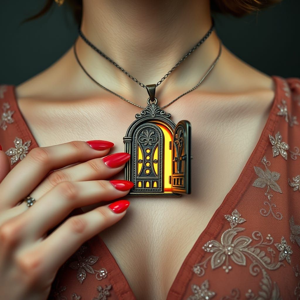 Golden Light Door Pendant, Surreal Digital Art