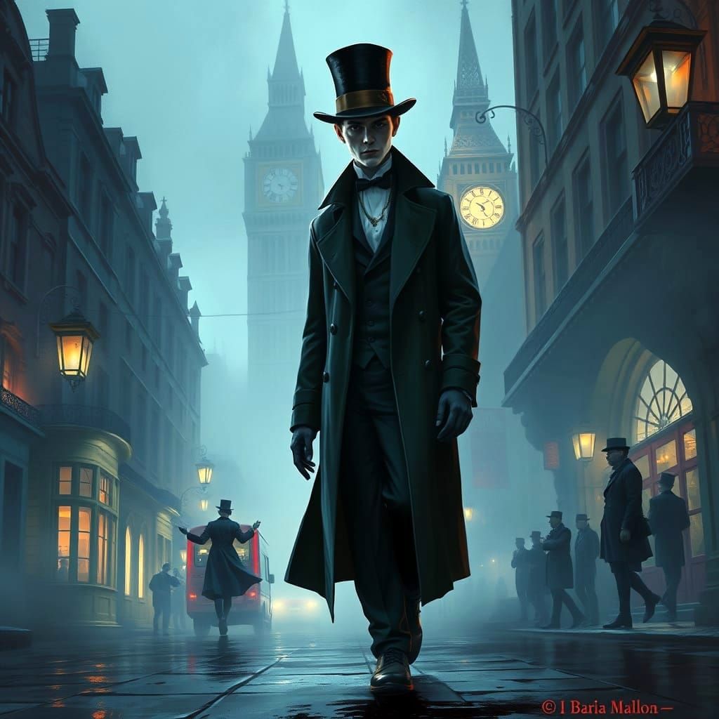 Vampire in Victorian London Oil Painting