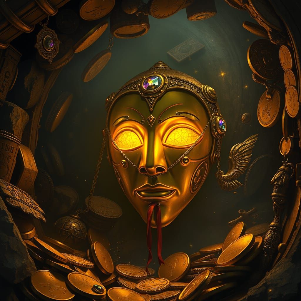 Golden Mask Glimmers in Underground Treasure Trove