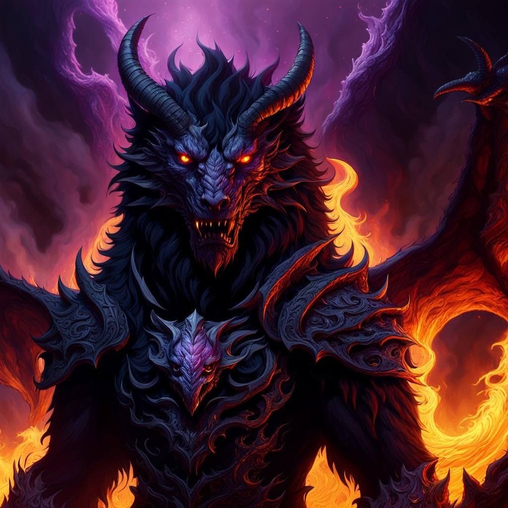 Two-Headed Orthrus Guards Hell in Dark Fantasy Style