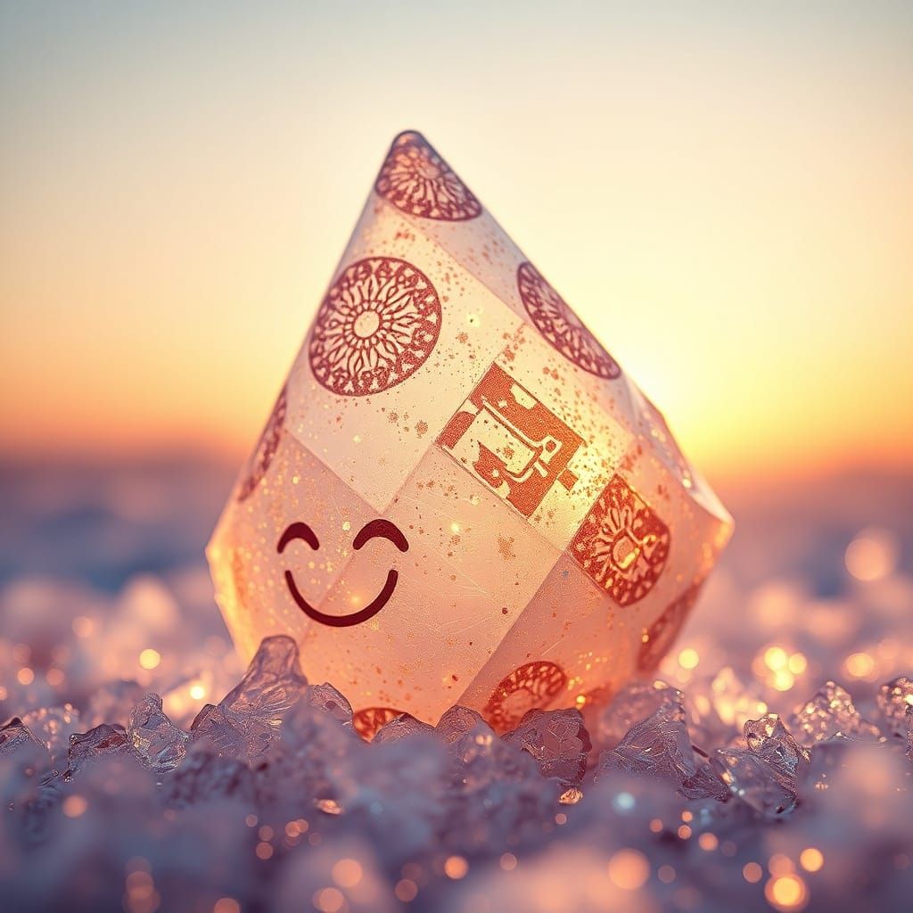 Golden Hour CGI Cone Melting into Ice Crystals