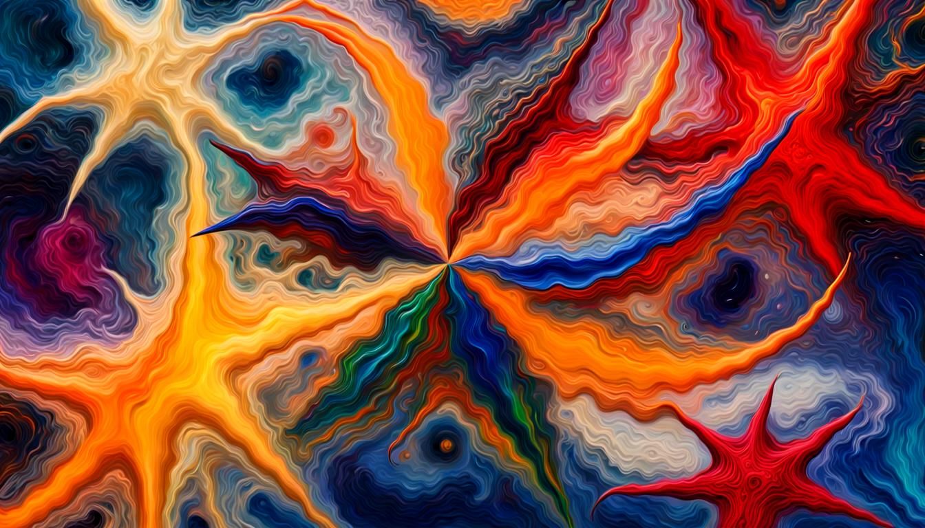 Vivid Stars Connected in Impasto Oil Paint Style