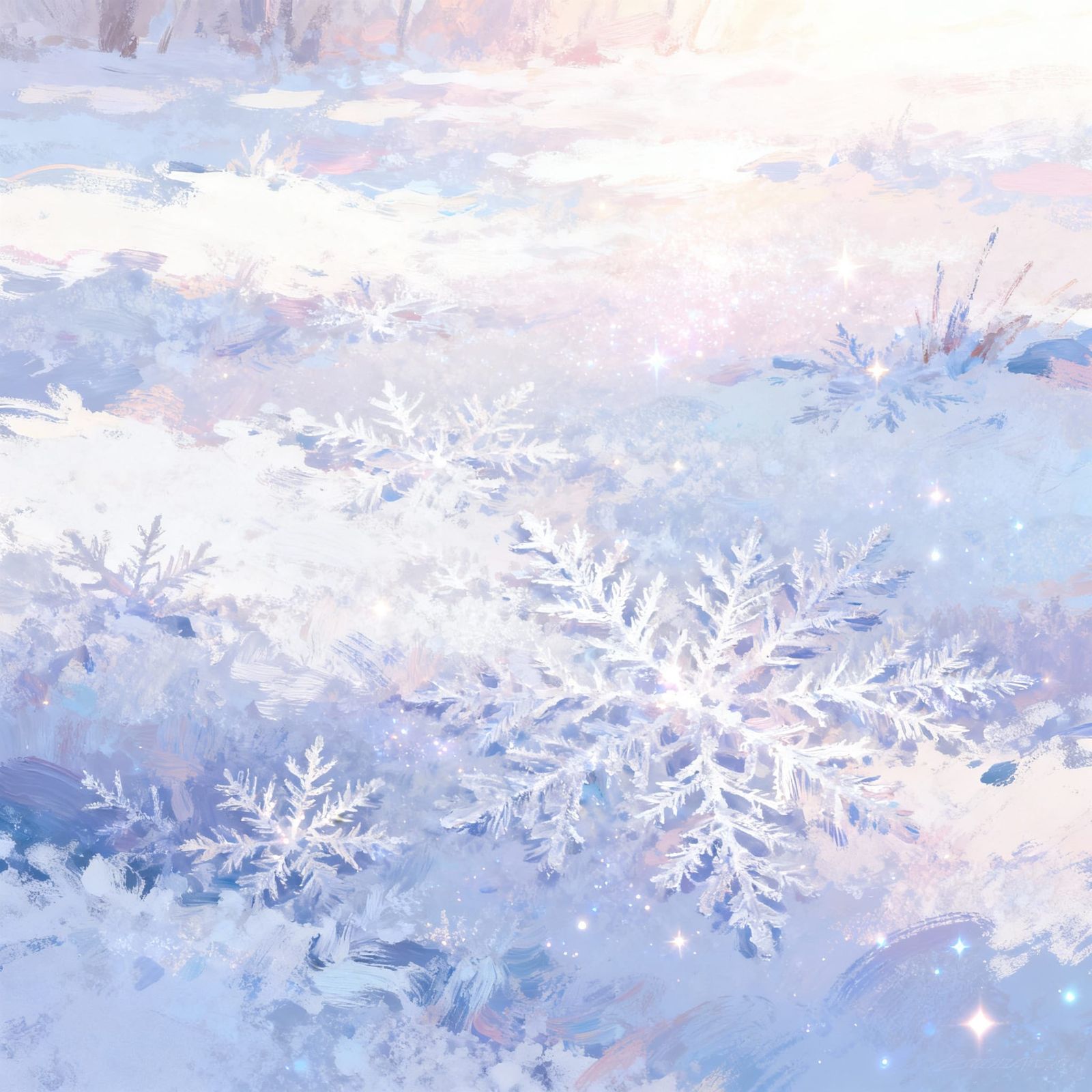 Whimsical Snowscape with Expressive Brushstrokes