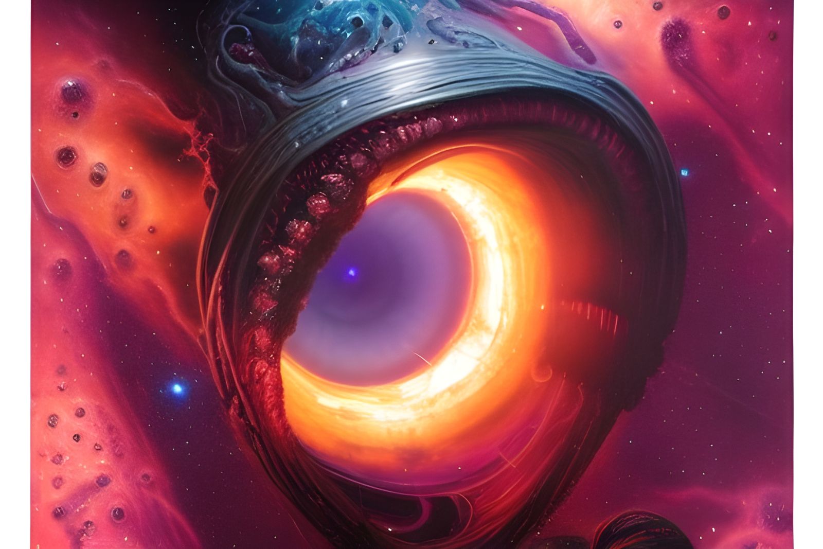 Black Hole Consumes Nebula with Biomechanical Elements